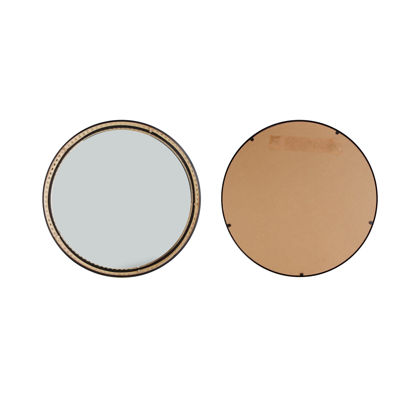 Rattan Mirrored Round Tray