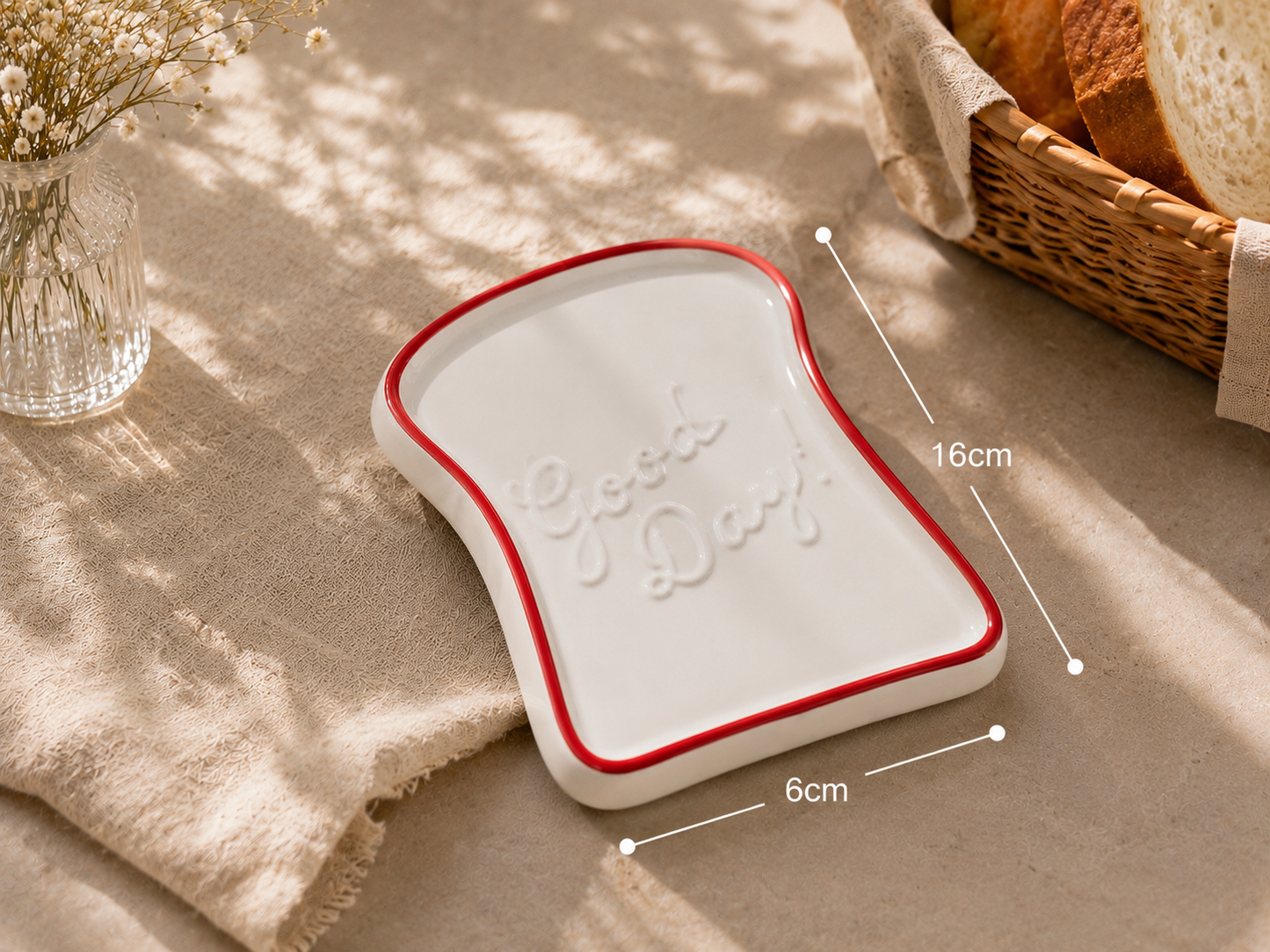 Good Day Ceramic Toast Plates – Set of 4