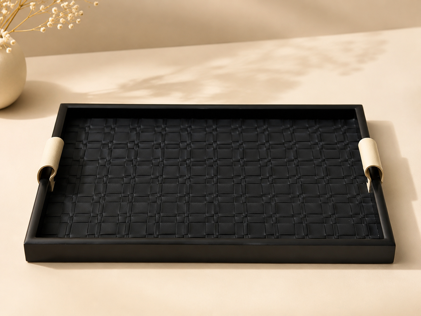 Modern Black Serving Tray Set