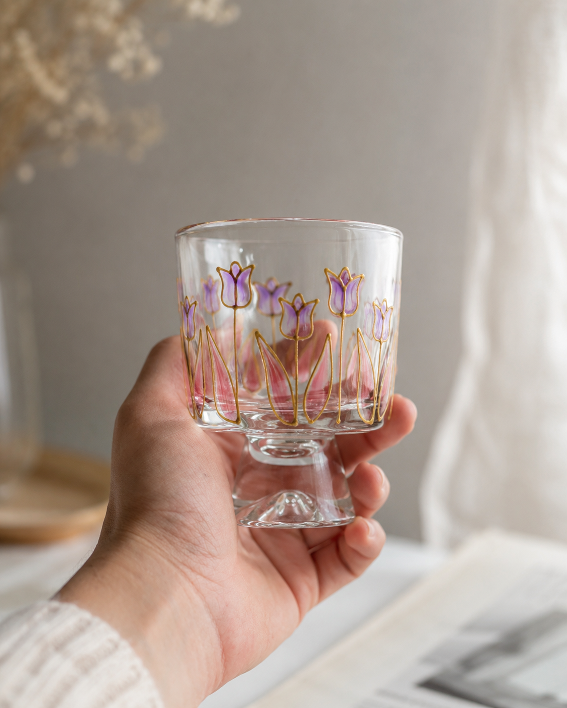 Hand-Painted Floral Dessert Cups – Set of 6