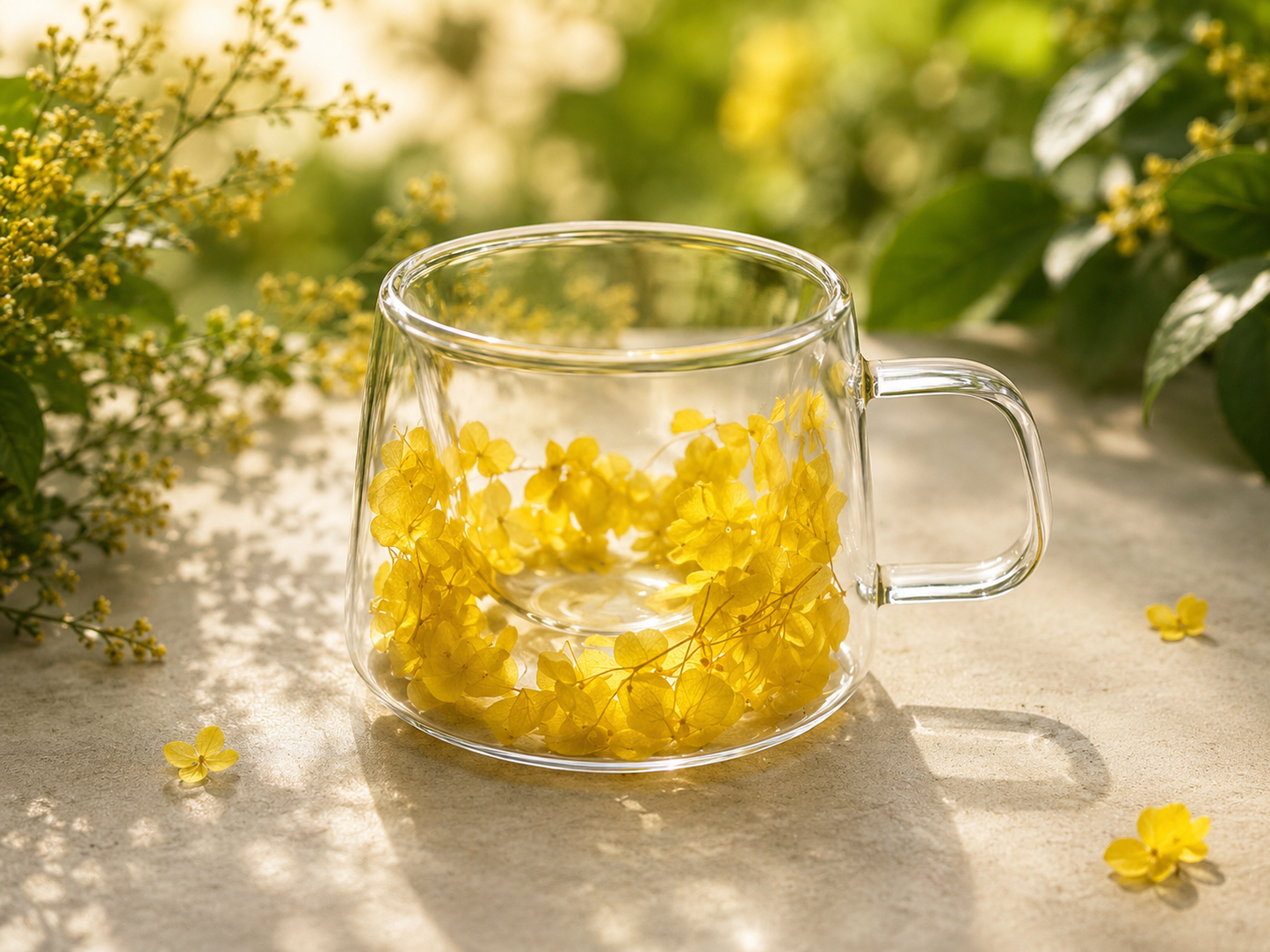 Double-Wall Floral Glass Mug