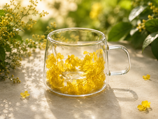 Double-Wall Floral Glass Mug