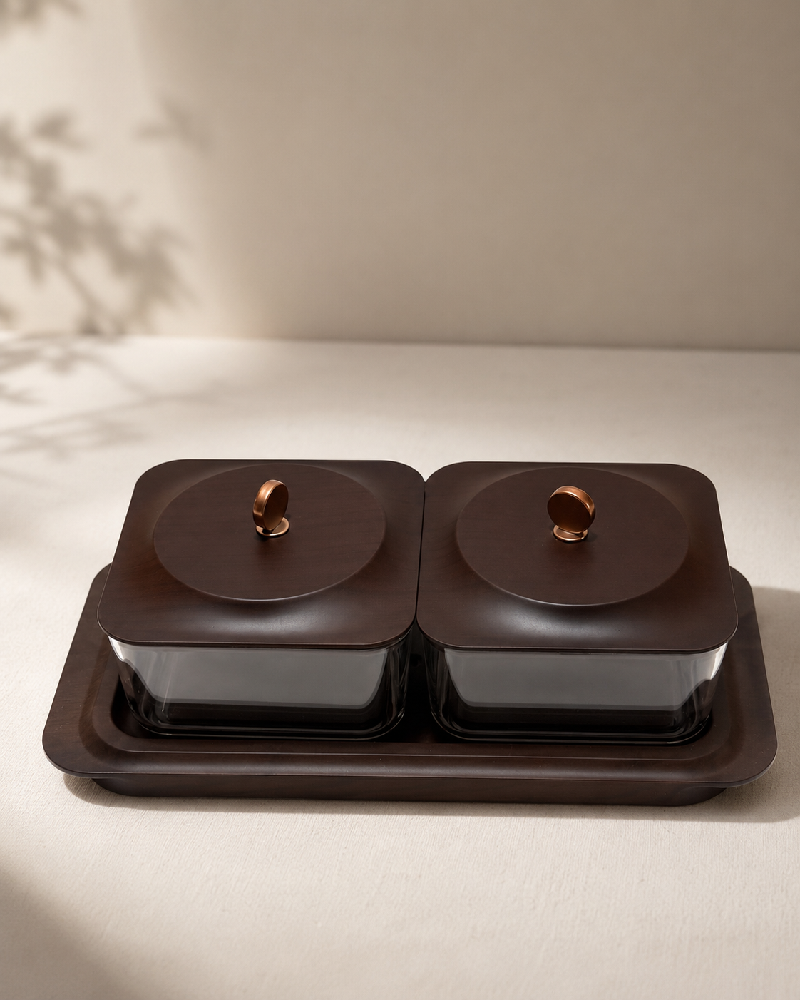 Wood-Style Condiment Container Set with Tray