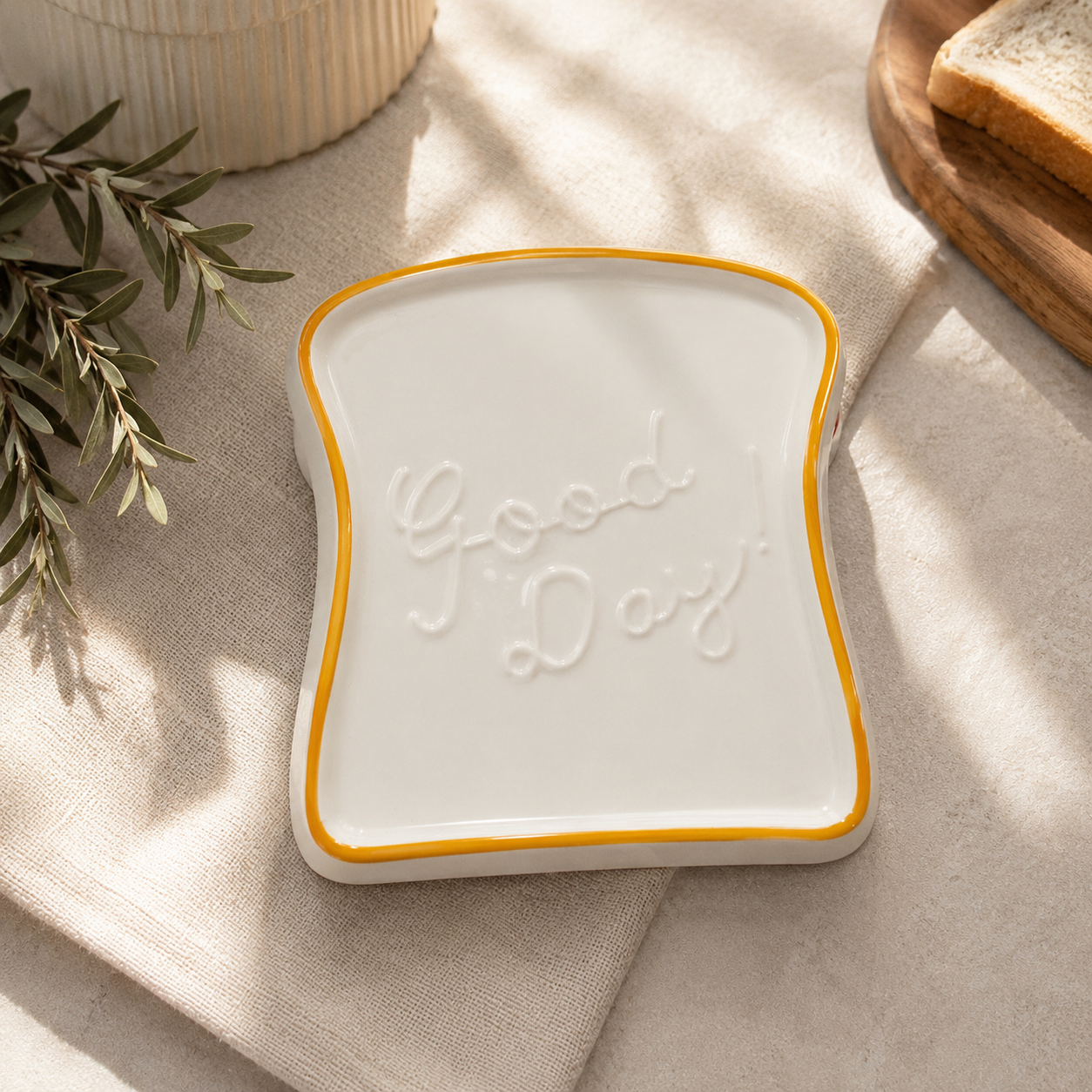 Good Day Ceramic Toast Plates – Set of 4