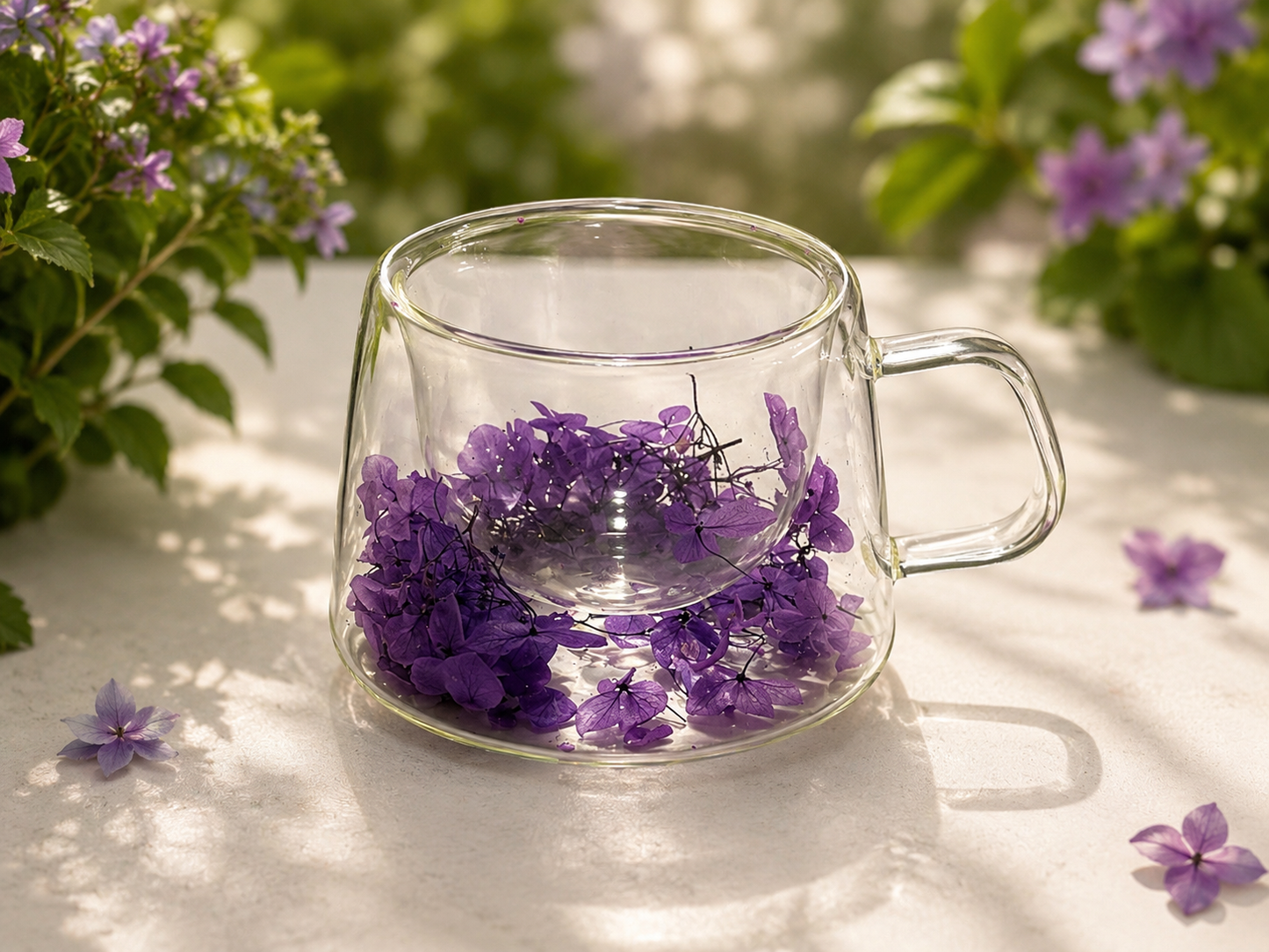 Double-Wall Floral Glass Mug