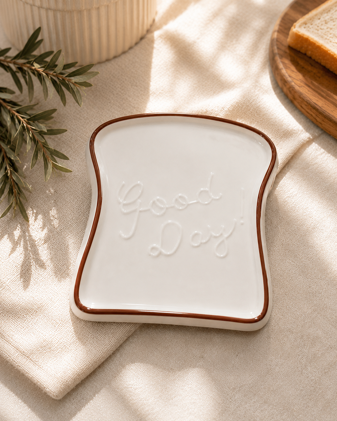 Good Day Ceramic Toast Plates – Set of 4