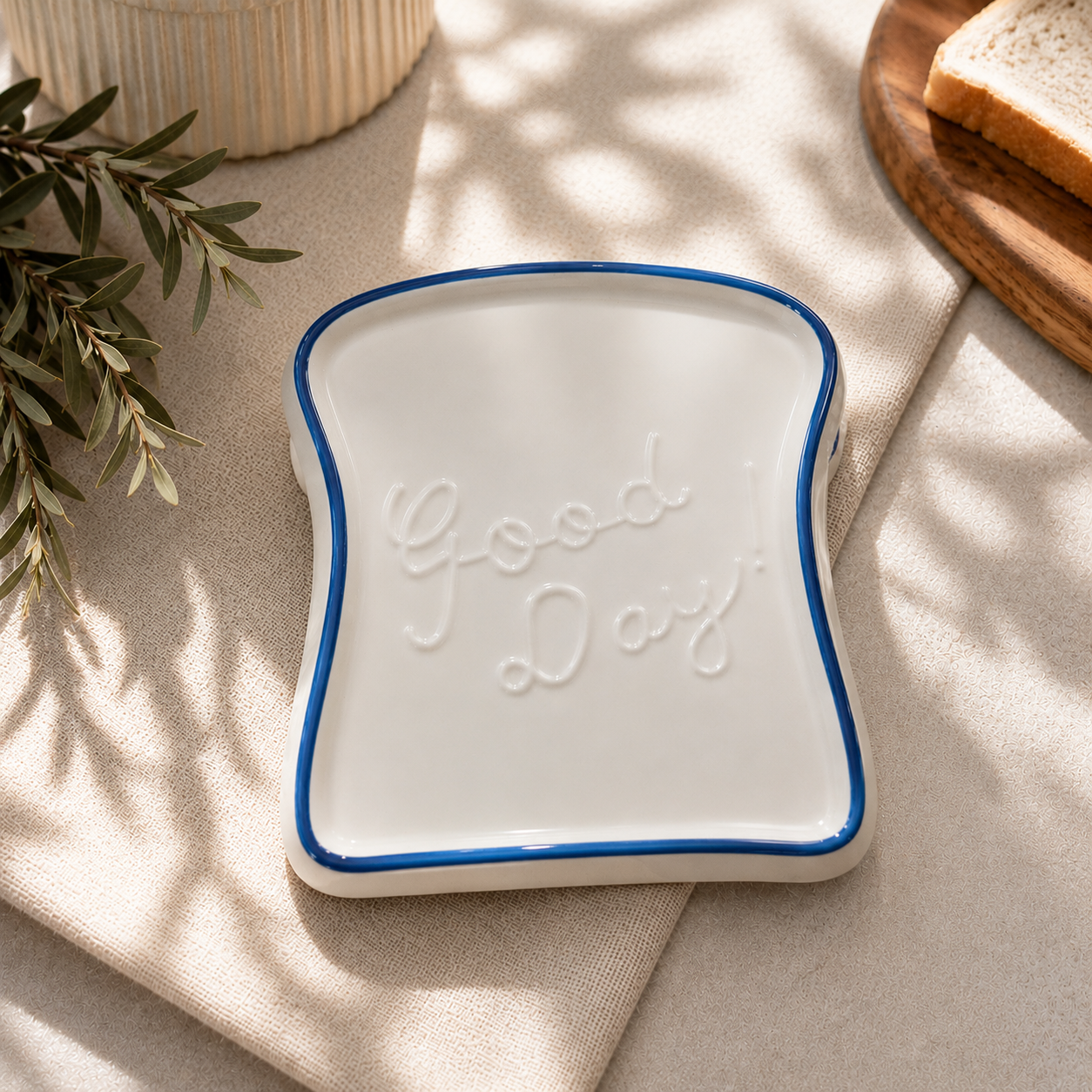 Good Day Ceramic Toast Plates – Set of 4