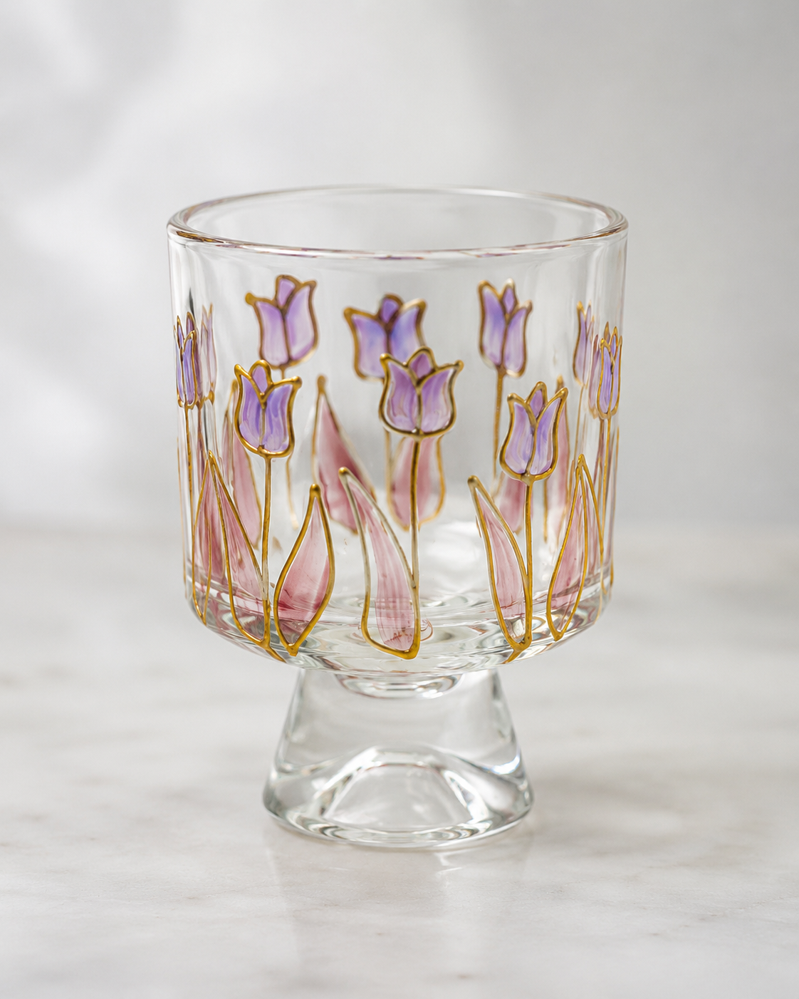 Hand-Painted Floral Dessert Cups – Set of 6