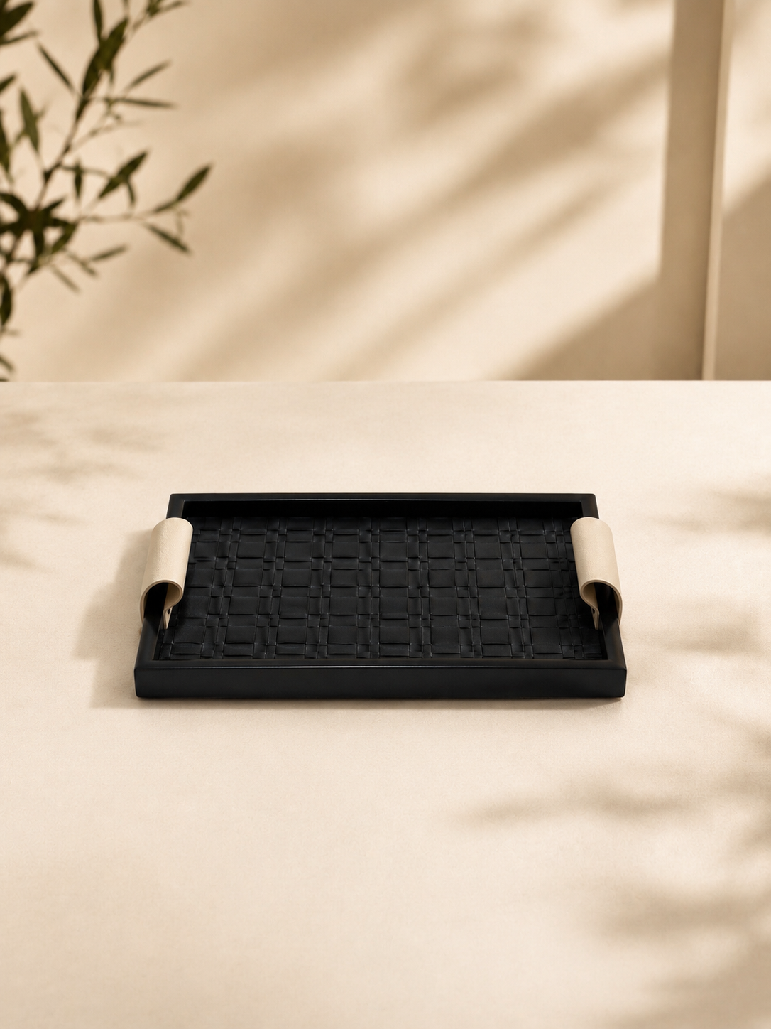 Modern Black Serving Tray Set