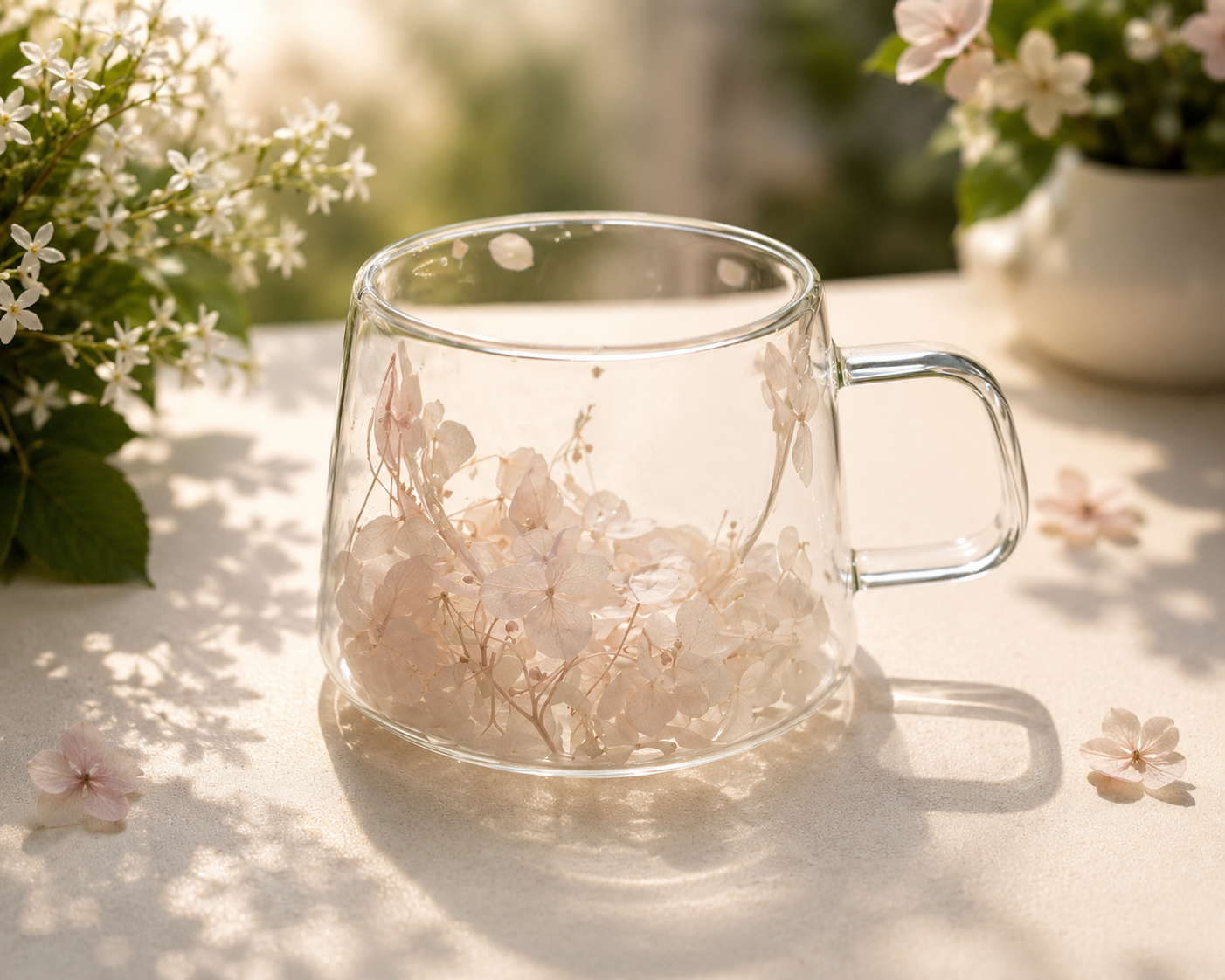 Double-Wall Floral Glass Mug