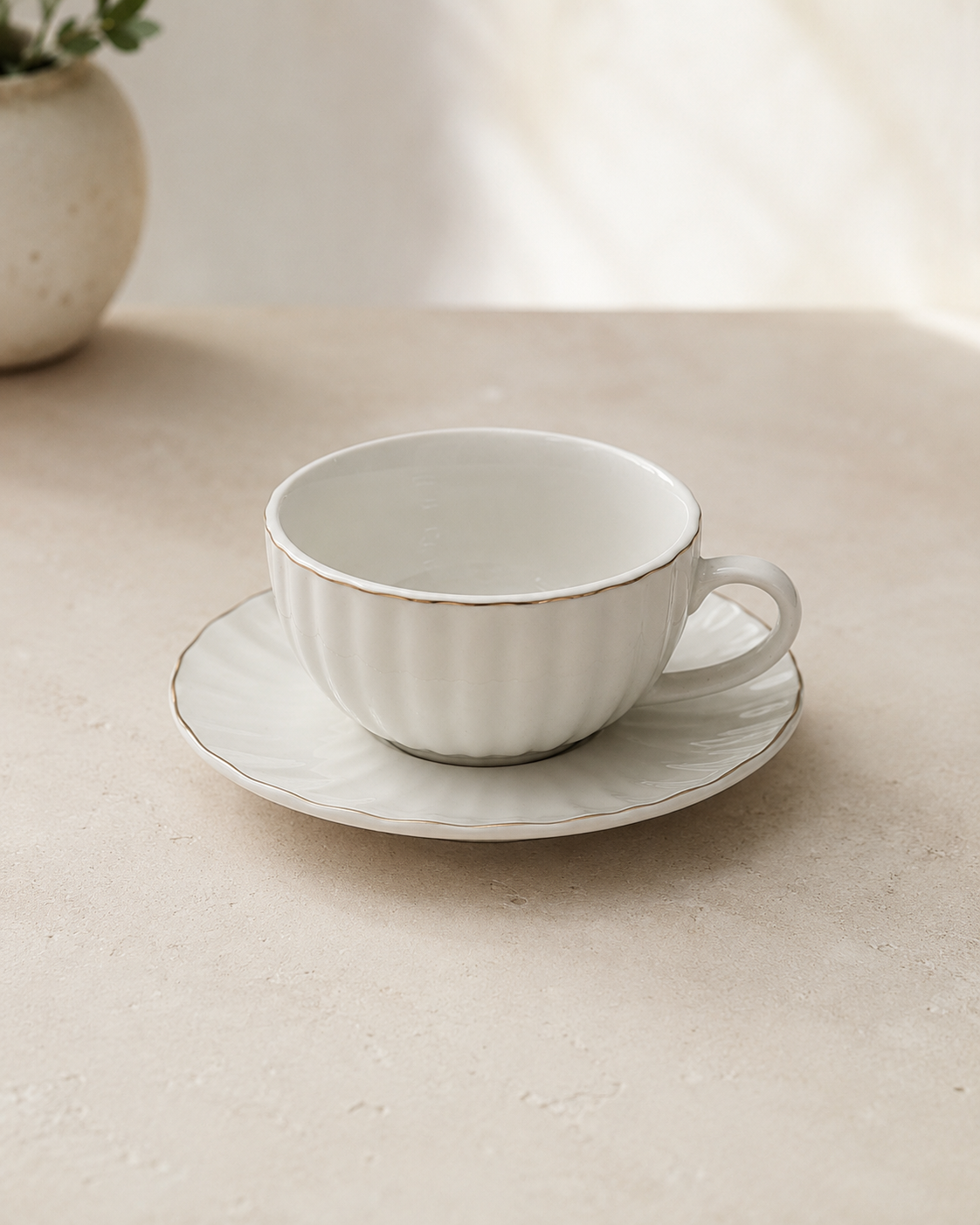 Elegant Ceramic Coffee Cup & Saucer Set – 6 Pieces