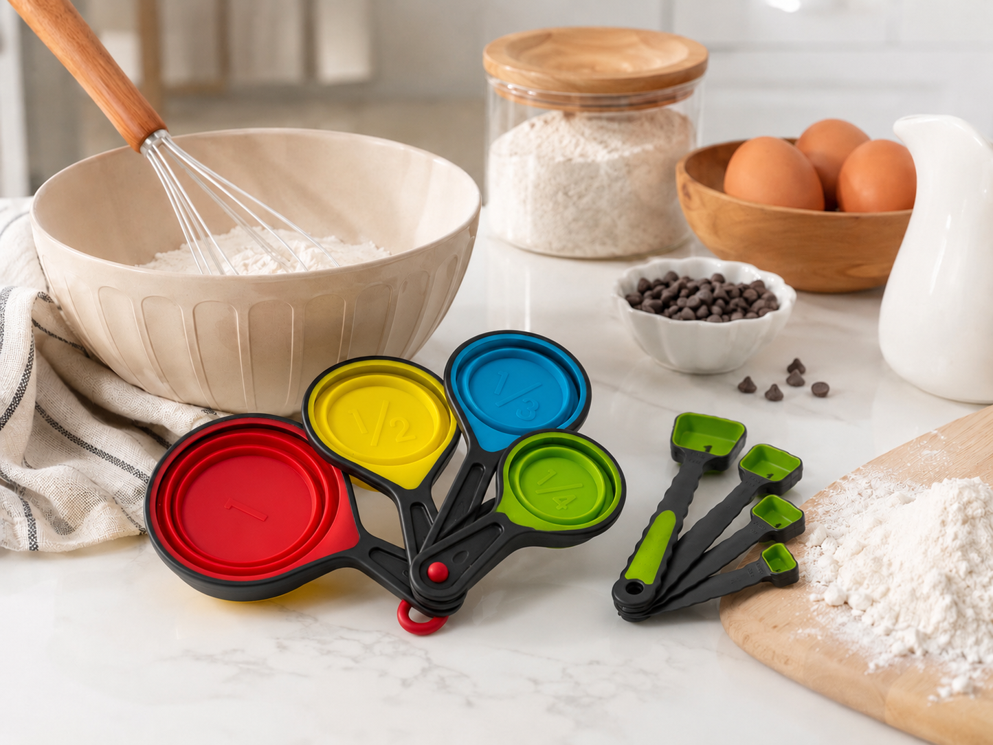 8-Piece Silicone Collapsible Measuring Cups & Spoons Set