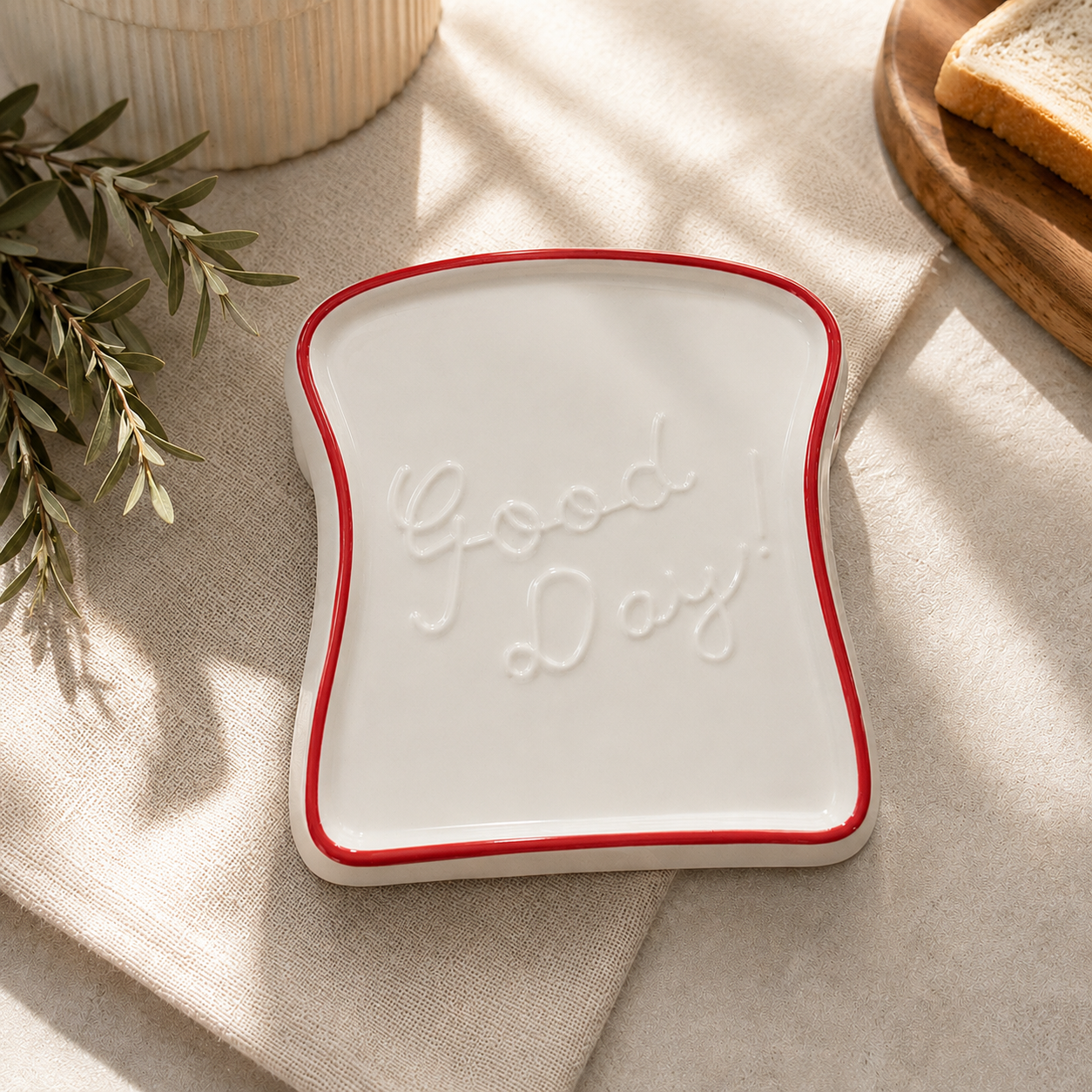 Good Day Ceramic Toast Plates – Set of 4