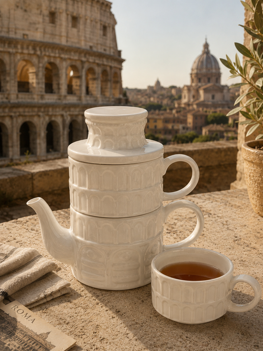 Pisa Tower Stackable Ceramic Tea Set for Two