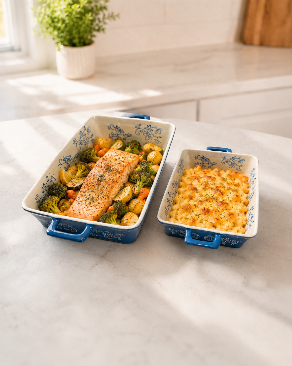 Floral Ceramic Baking Dish Set – 2 Piece