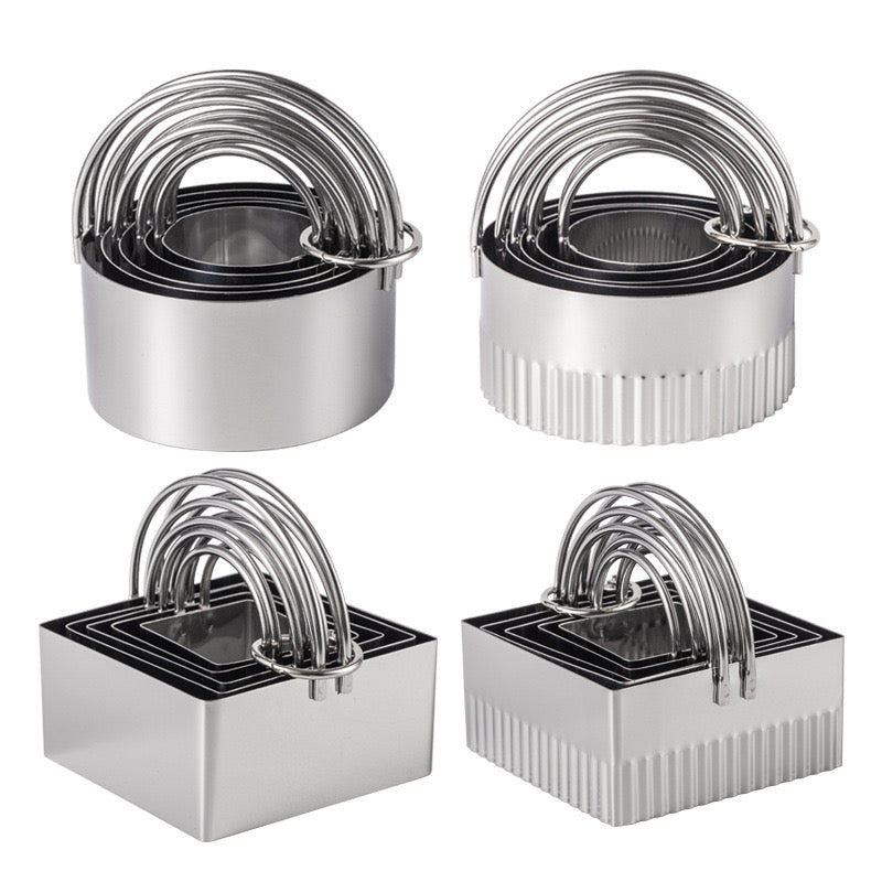 5-Piece Metal Pastry Cutter Set – Round or Square