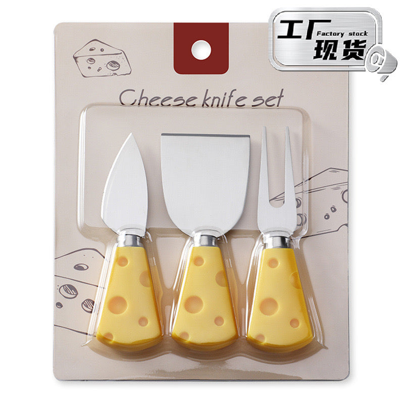 3-Piece Cheese Knife Set with Cheese-Style Handles