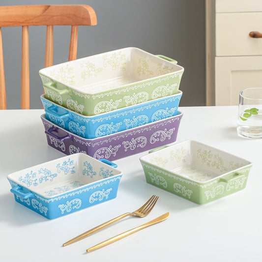 Floral Ceramic Baking Dish Set – 2 Piece