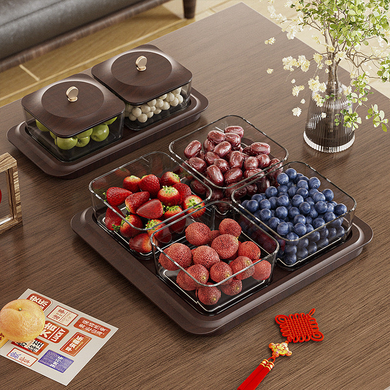 Wood-Style Condiment Container Set with Tray