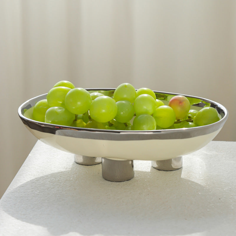 Ceramic Fruit Stand With Chrome Details