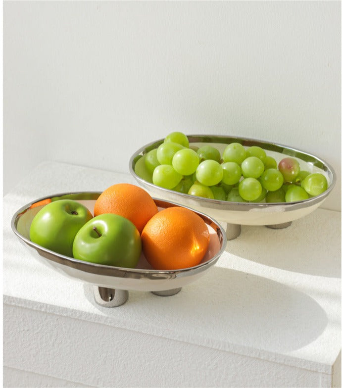 Ceramic Fruit Stand With Chrome Details