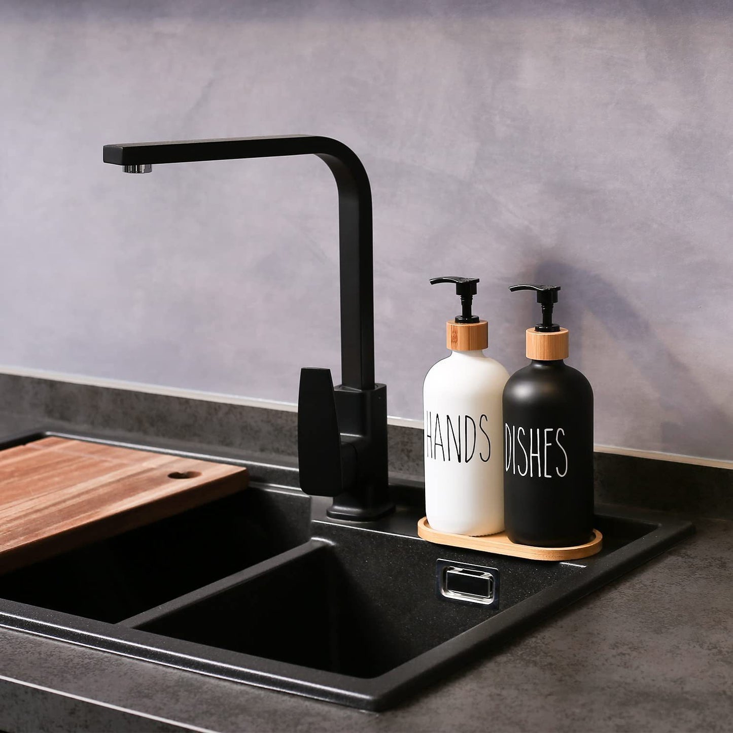 Soap and Detergent Dispenser Set with Tray