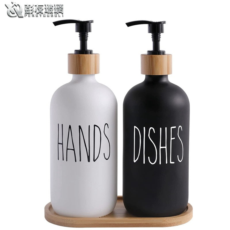 Soap and Detergent Dispenser Set with Tray