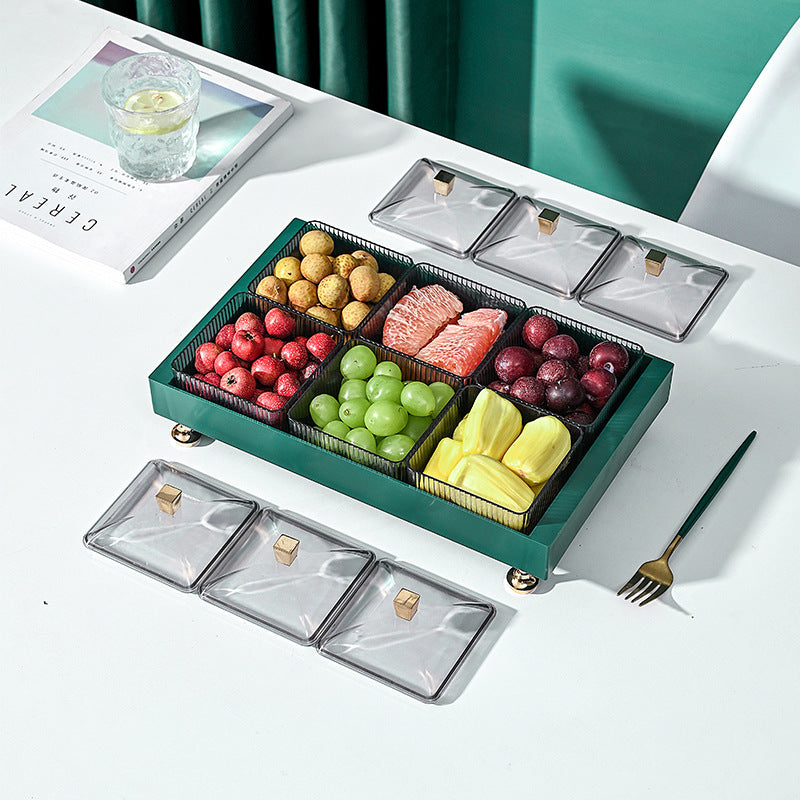 Serving Tray With 6 Compartments and Lid