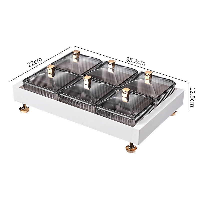 Serving Tray With 6 Compartments and Lid