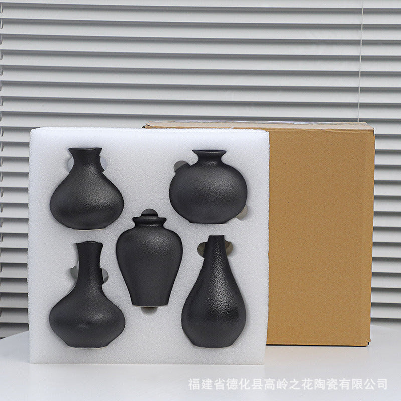 Black Ceramic Vases Set