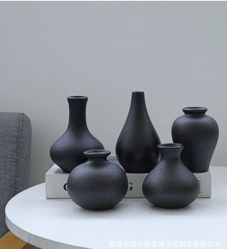 Black Ceramic Vases Set