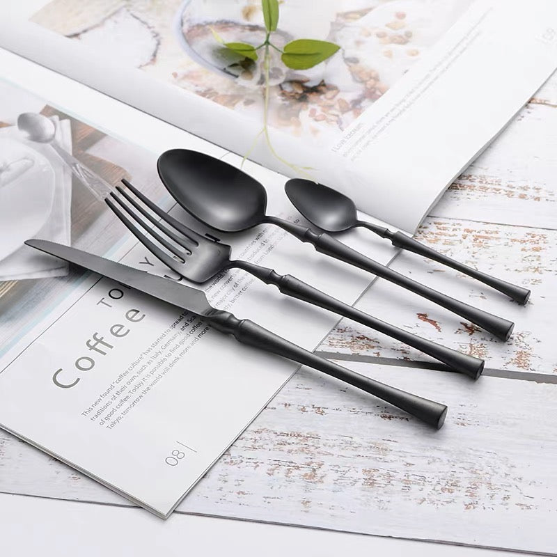 Sculpted Cutlery Set in Black