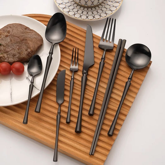 Sculpted Cutlery Set in Black