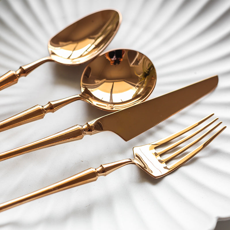 Sculpted Cutlery Set in Rose Gold