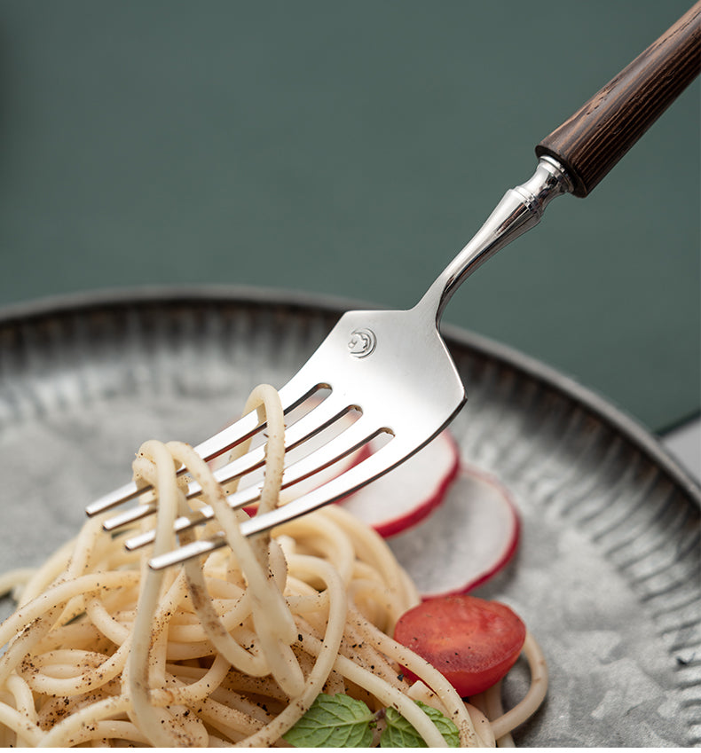 Sculpted Cutlery Set with Wooden Handle