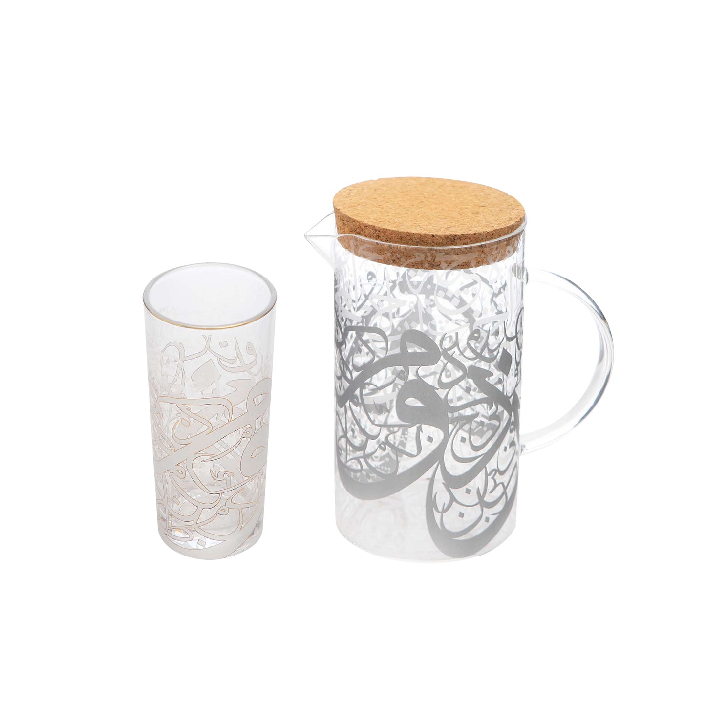 Clear Arabic Calligraphy Jar With Cups