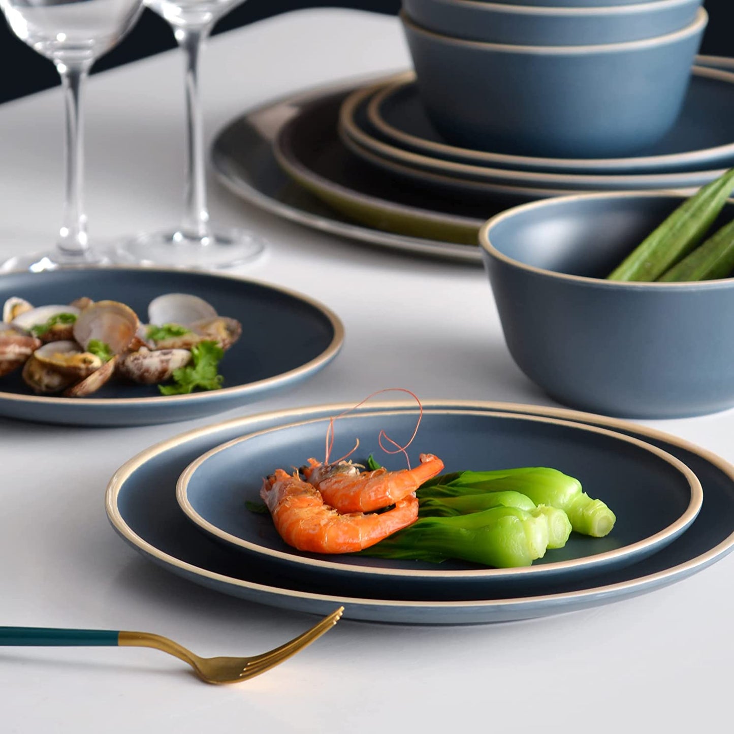 Melamine Dinner Set - Navy