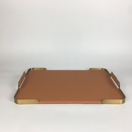 Caramel Leather Decorative and Serving  Tray