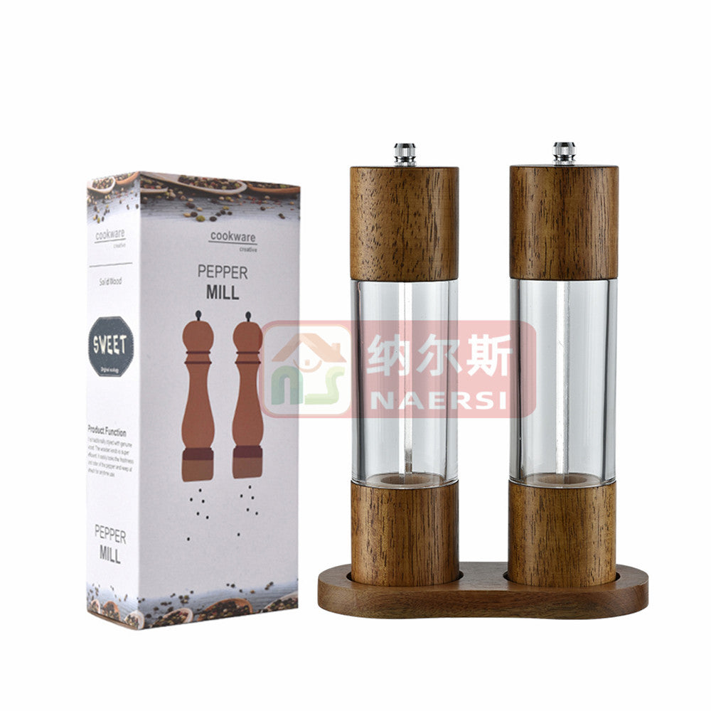 Set of Two Wooden Salt and Pepper Mill