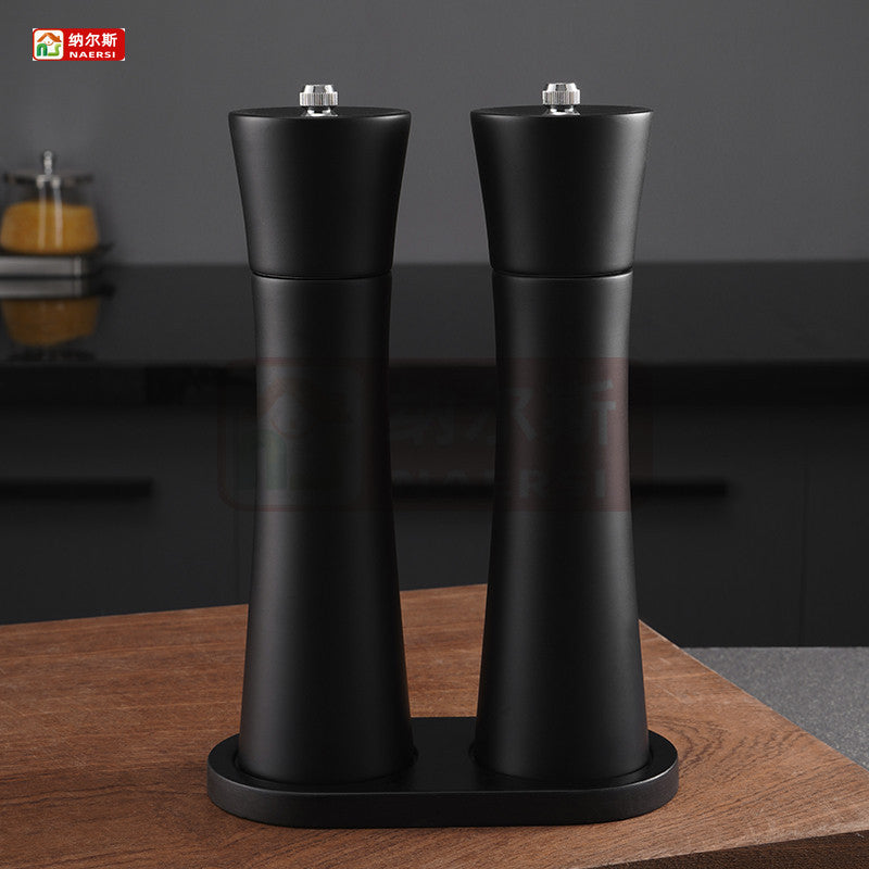 Set of Two Black Ceramic Salt and Pepper Mill