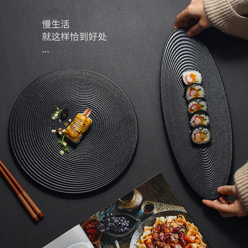 Black Stone Serving Plates