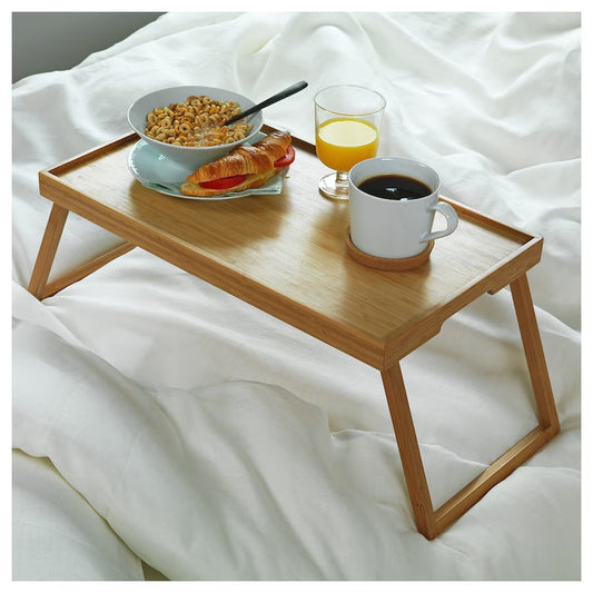 Breakfast tray with foldable legs