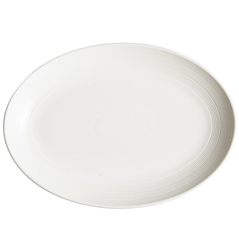 Annular Collection White Oval Serving Plate