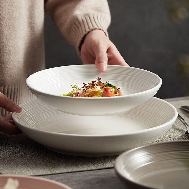 Annular White Serving  Bowl